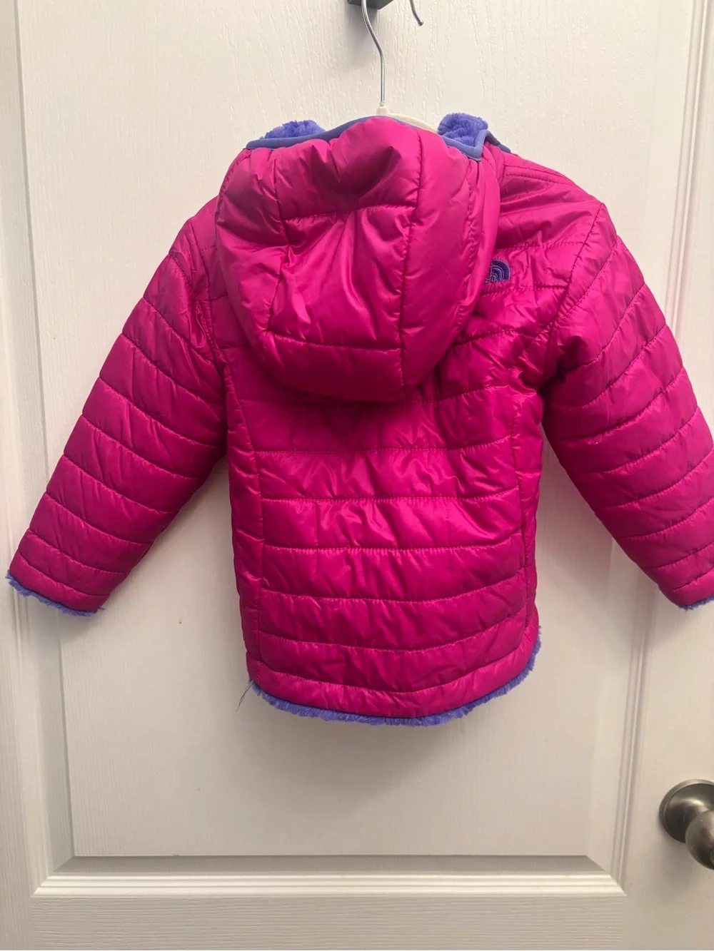 The North Face Reversible Hooded Jacket Girls Size 2T Pink Purple Fleece